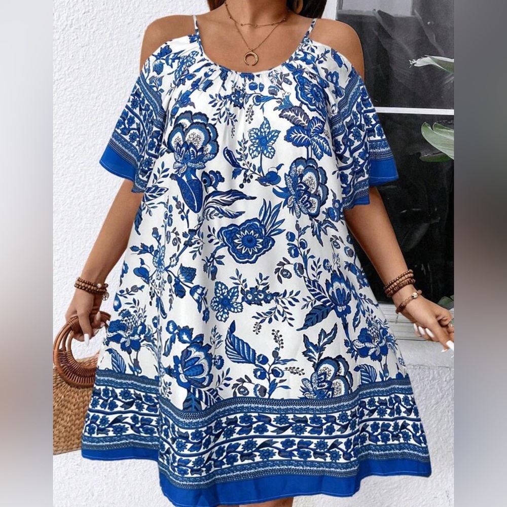 Tory Burch Blue Floral Dress NWOT